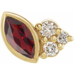 14K Yellow Gold Natural Mozambique Garnet & .03 CTW Natural Diamond Left Earring