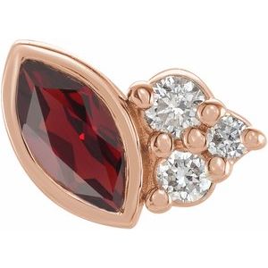 14K Rose Gold Natural Mozambique Garnet & .03 CTW Natural Diamond Left Earring