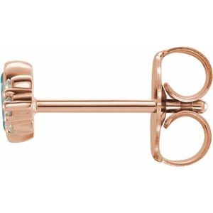 14K Rose Gold Natural Blue Zircon & .03 CTW Natural Diamond Left Earring – image 2
