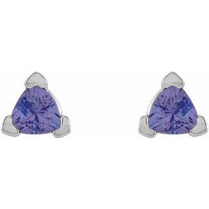 Platinum 3 mm Trillion Natural Tanzanite V-Prong Earrings – image 2