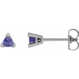 Sterling Silver 5 mm Trillion Natural Tanzanite V-Prong Earrings