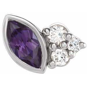 14K White Gold Lab-Grown Alexandrite & .03 CTW Natural Diamond Left Earring