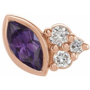 14K Rose Gold Lab-Grown Alexandrite & .03 CTW Natural Diamond Left Earring