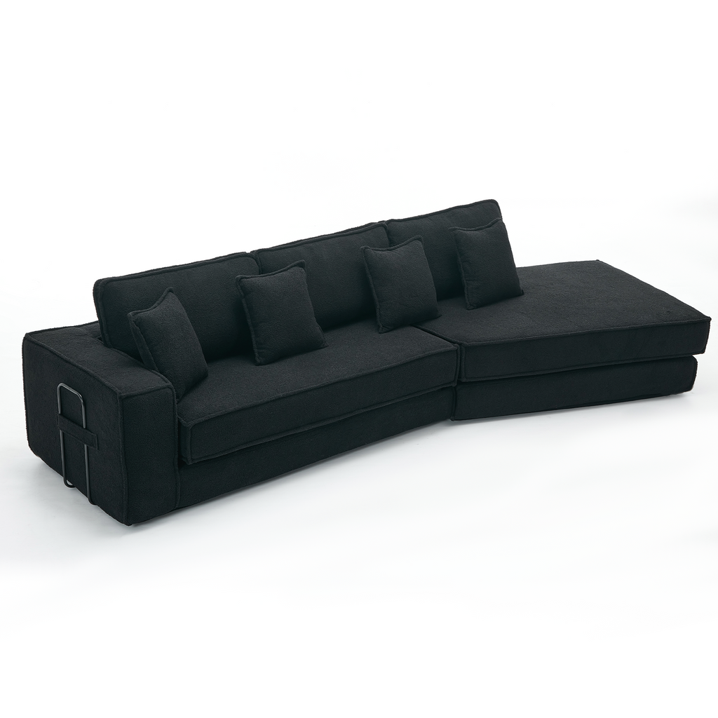 [NEW ARRIVED] [VIDEO PROVIDED]  Folding Convertible Out Sleeper Sofa Bed,2-in-1,  Combination Convertible Sofa,3 seat, Upholstered,Fold Out Floor Gaming Sofa Bed , Lamb Velvet Fabric,Living Room,Black