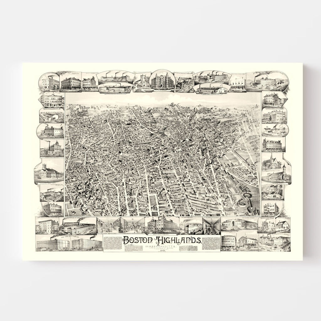 Vintage Map of Boston Highlands, Massachusetts 1888