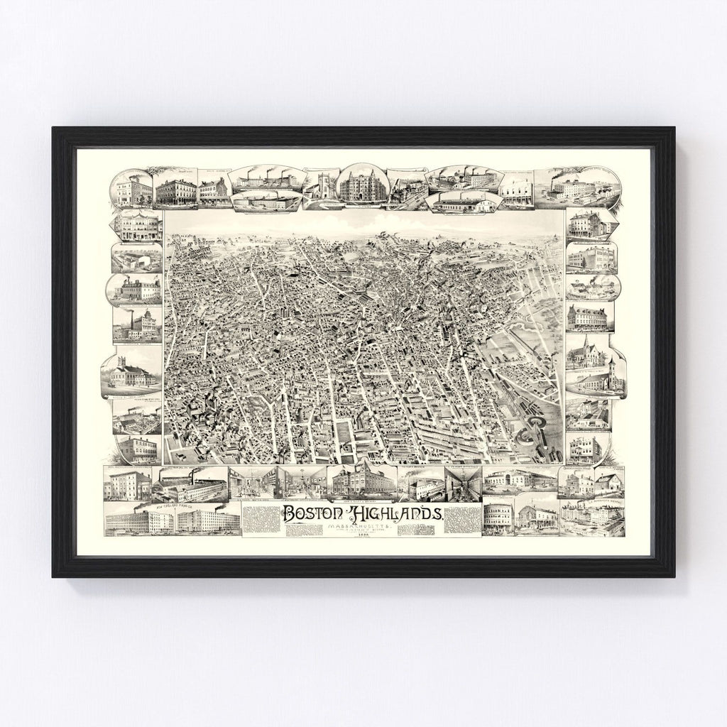 Vintage Map of Boston Highlands, Massachusetts 1888