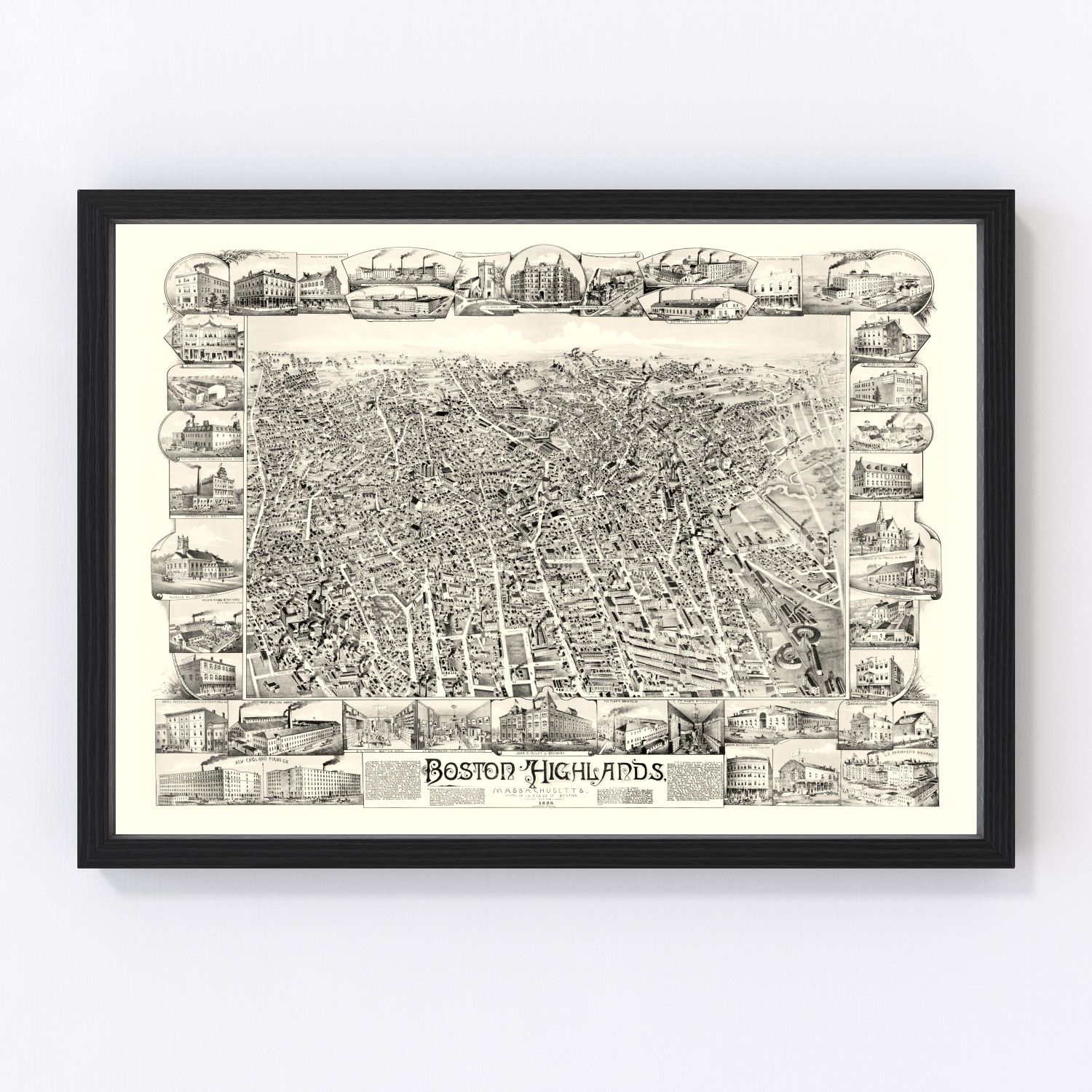 Vintage Map of Boston Highlands, Massachusetts 1888