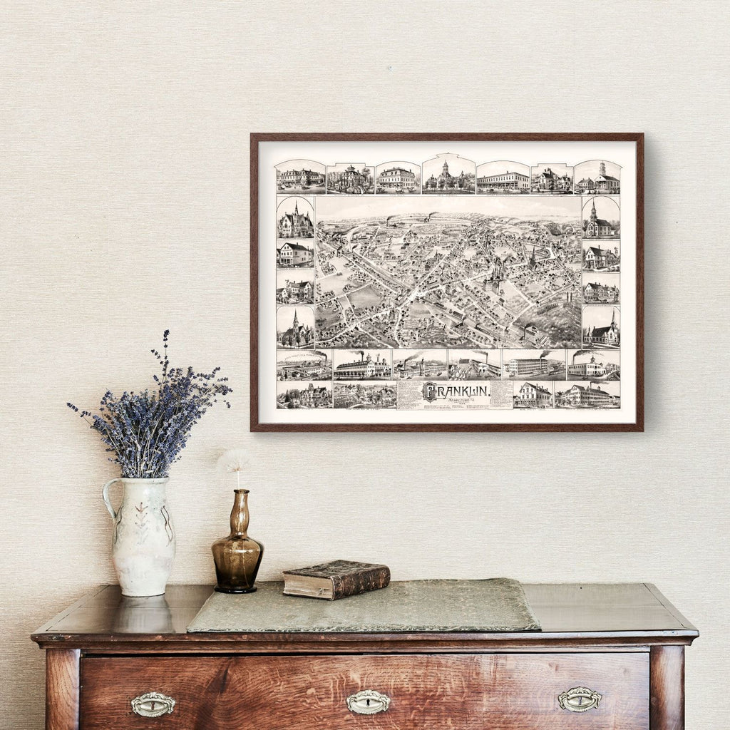 Vintage Map of Franklin, Massachusetts 1888