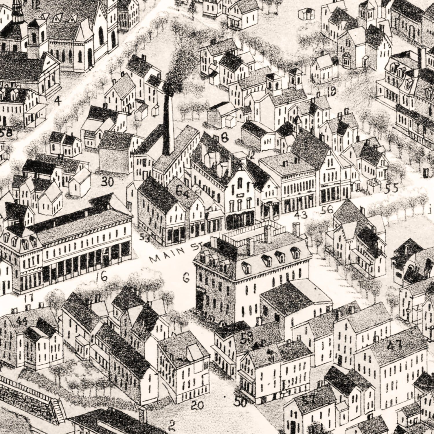 Vintage Map of Franklin, Massachusetts 1888