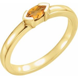 14K Yellow Gold Natural Citrine Stackable Family Ring