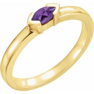 14K Yellow Gold Natural Amethyst Stackable Family Ring