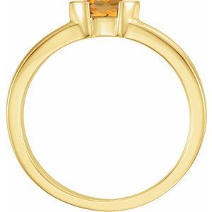 14K Yellow Gold Natural Citrine Stackable Family Ring