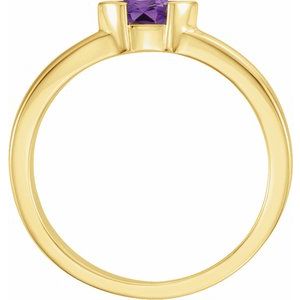 14K Yellow Gold Natural Amethyst Stackable Family Ring