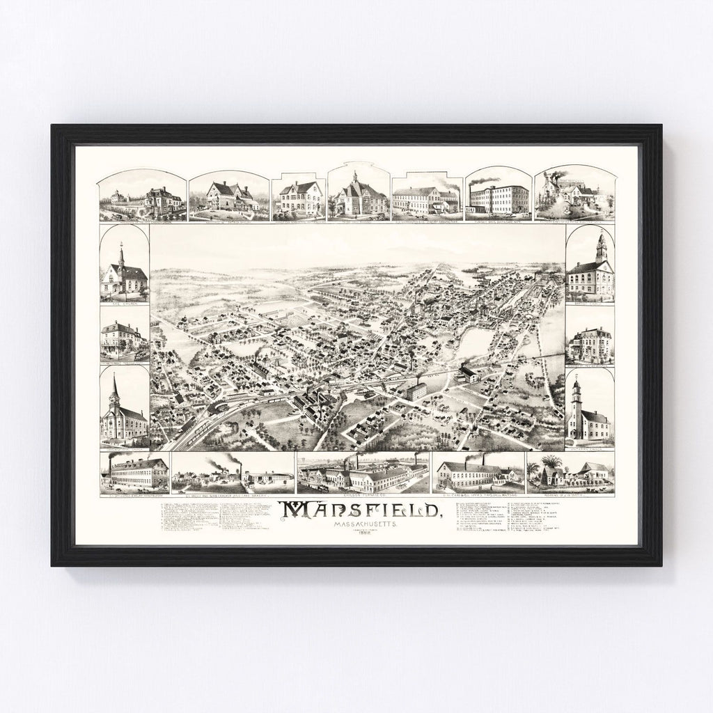 Vintage Map of Mansfield, Massachusetts 1888