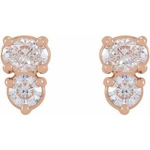 14K Rose Gold 1/2 CTW Natural Diamond Two-Stone Earrings – image 2