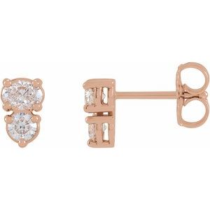 14K Rose Gold 1/2 CTW Natural Diamond Two-Stone Earrings