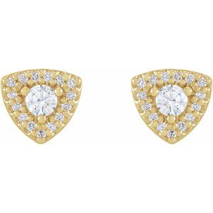 14K Yellow Gold 5.2 mm Round 1/6 CTW Natural Diamond Semi-Set Halo-Style Earrings – image 2