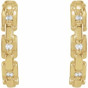 14K Yellow Gold .04 CTW Natural Diamond Chain Link 12.5 mm Huggies – image 2