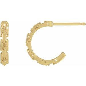 14K Yellow Gold 1.1 mm Round Chain Link Single 12.5 mm Huggie Earring Mounting