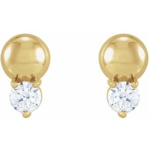 14K Yellow Gold 1/8 CTW Natural Diamond Bead Earrings