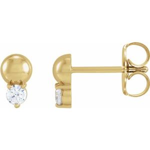 14K Yellow Gold 1/8 CTW Natural Diamond Bead Earrings