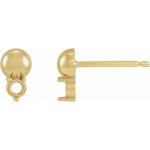 14K Yellow Gold 2 mm Round Bead Earring Mounting