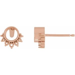 14K Rose Gold 4 mm Round Earring Mounting