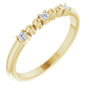14K Yellow Gold 1/10 CTW Natural Diamond Bead Ring