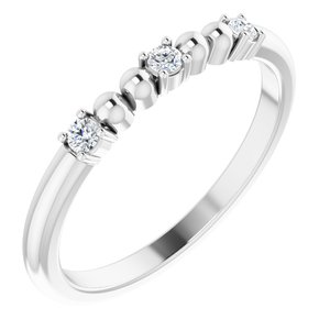 14K White Gold 1/10 CTW Natural Diamond Bead Ring