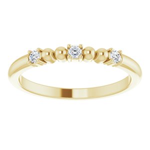 14K Yellow Gold 1/10 CTW Natural Diamond Bead Ring