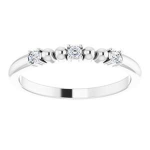 Sterling Silver 1/10 CTW Natural Diamond Bead Ring