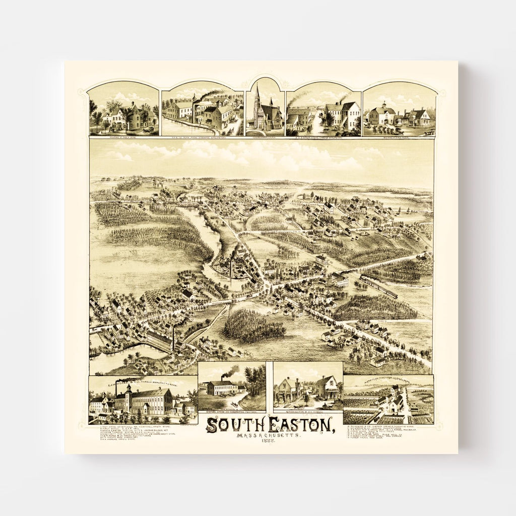 Vintage Map of South Easton, Massachusetts 1888