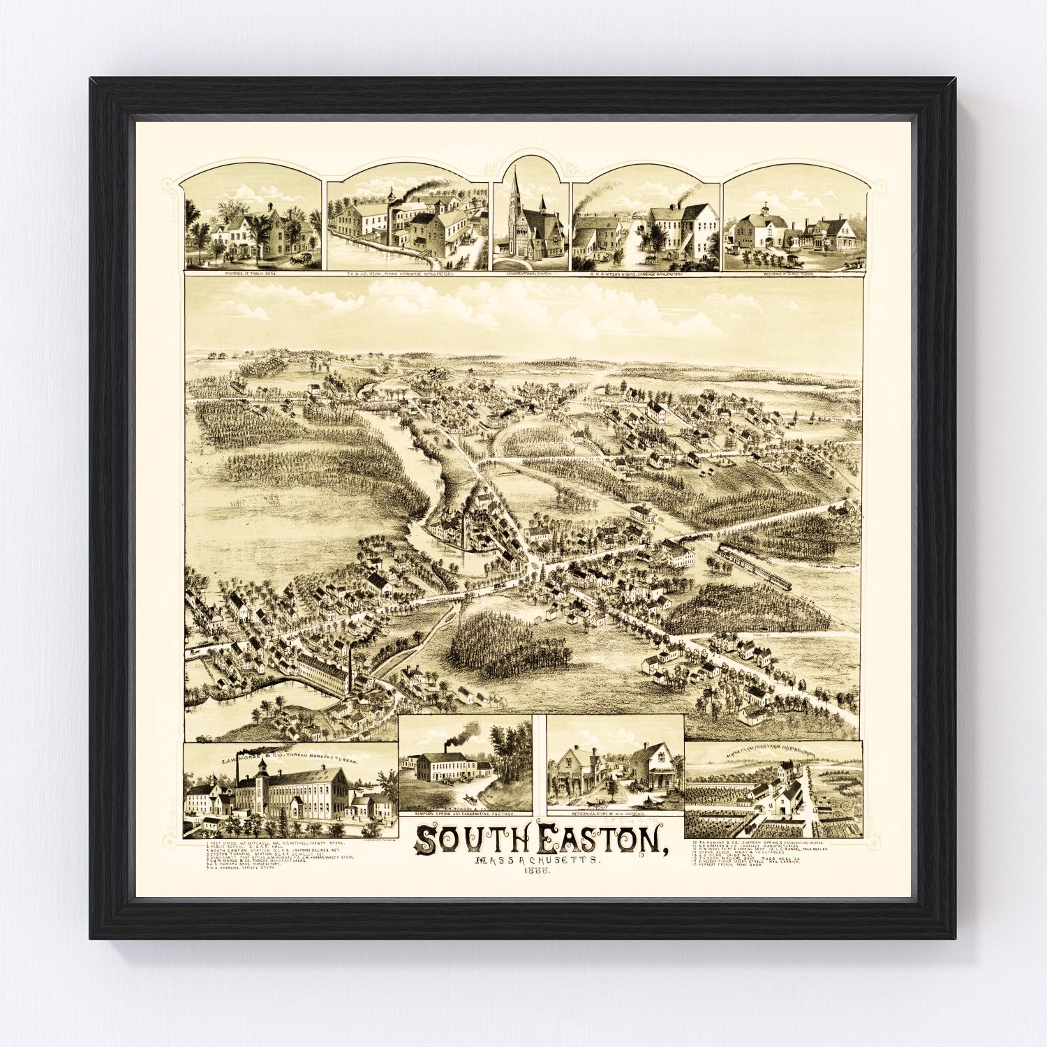 Vintage Map of South Easton, Massachusetts 1888