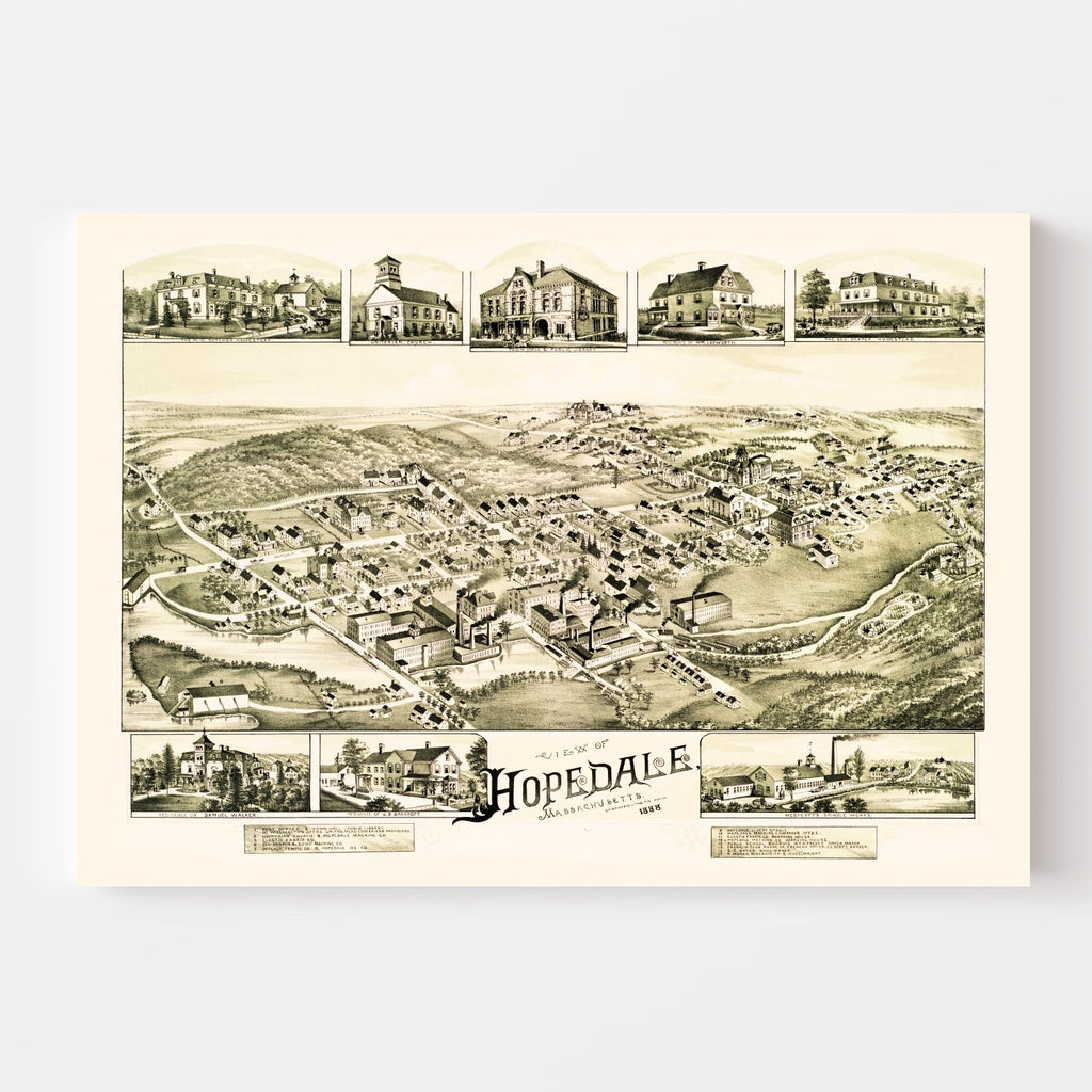 Vintage Map of Hopedale, Massachusetts 1888