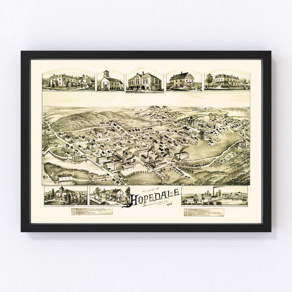 Vintage Map of Hopedale, Massachusetts 1888