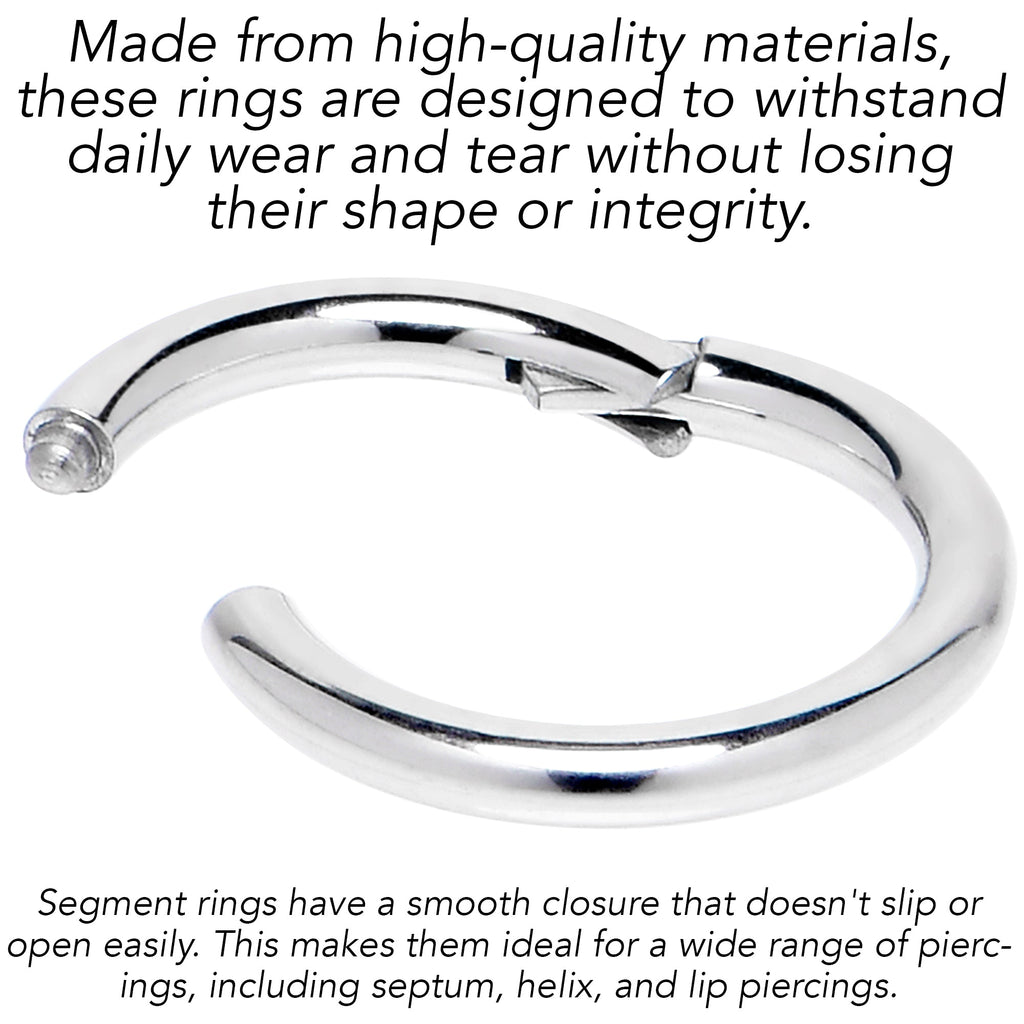 12G 3/8 316L Surgical Steel Precision Hinged Segment Hoop