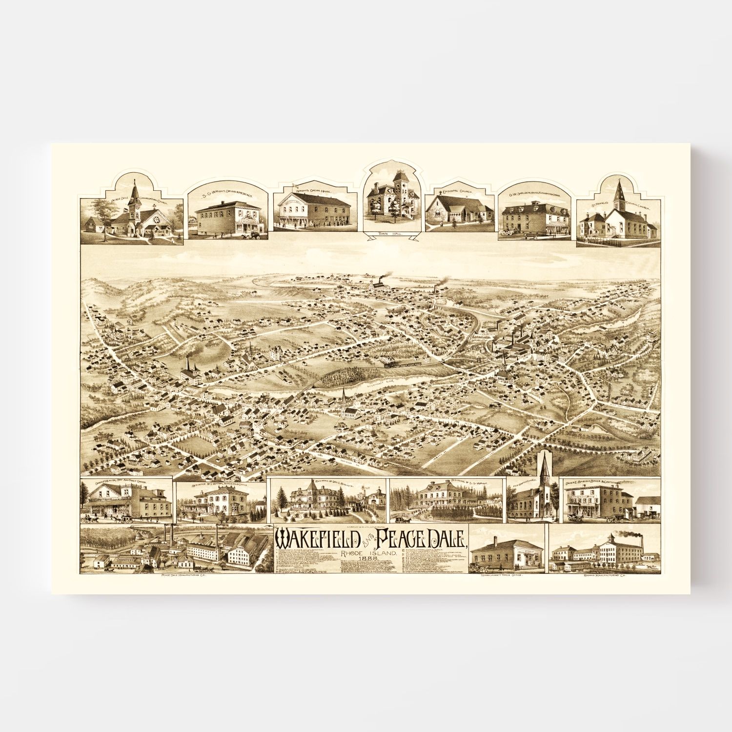 Vintage Map of Wakefield, Rhode Island 1888