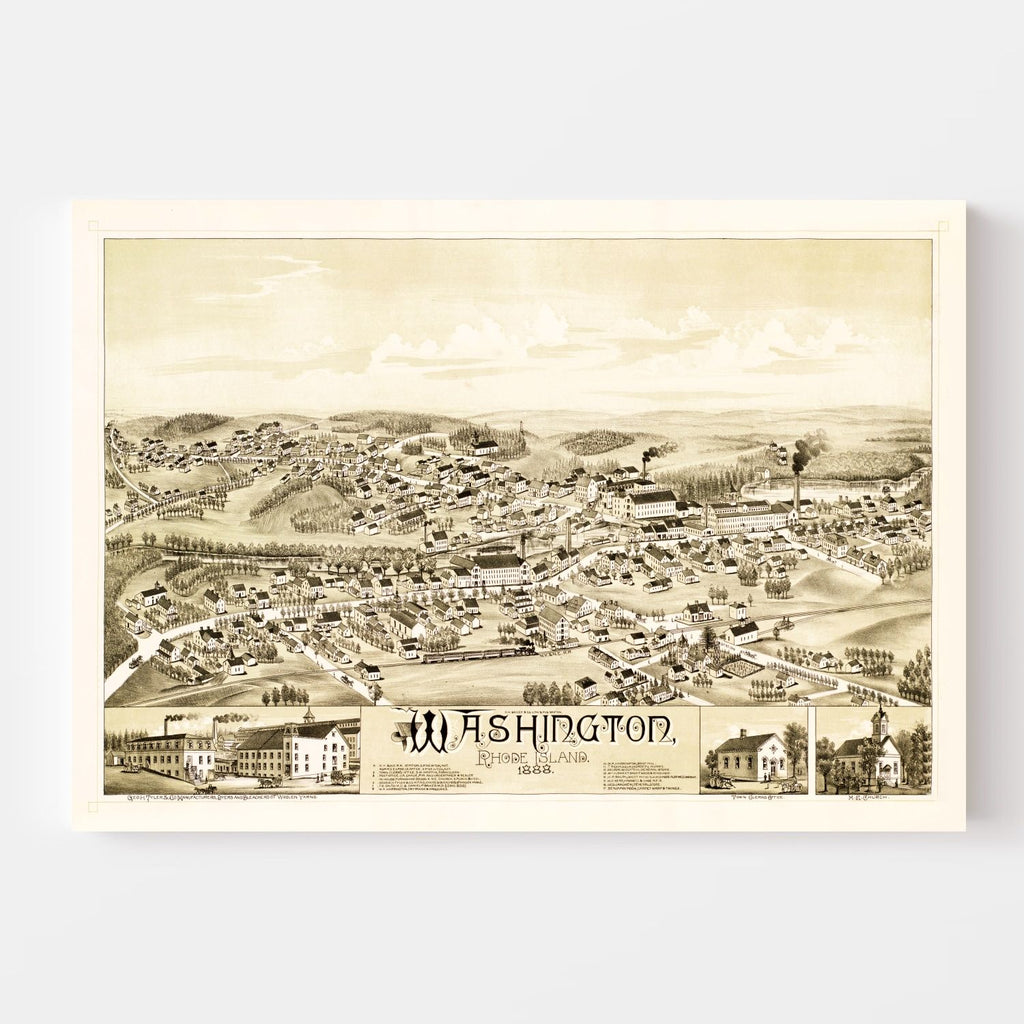 Vintage Map of Washington, Rhode Island 1888