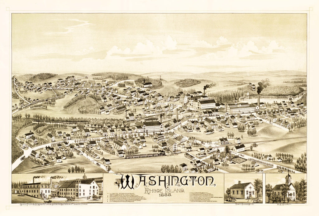 Vintage Map of Washington, Rhode Island 1888