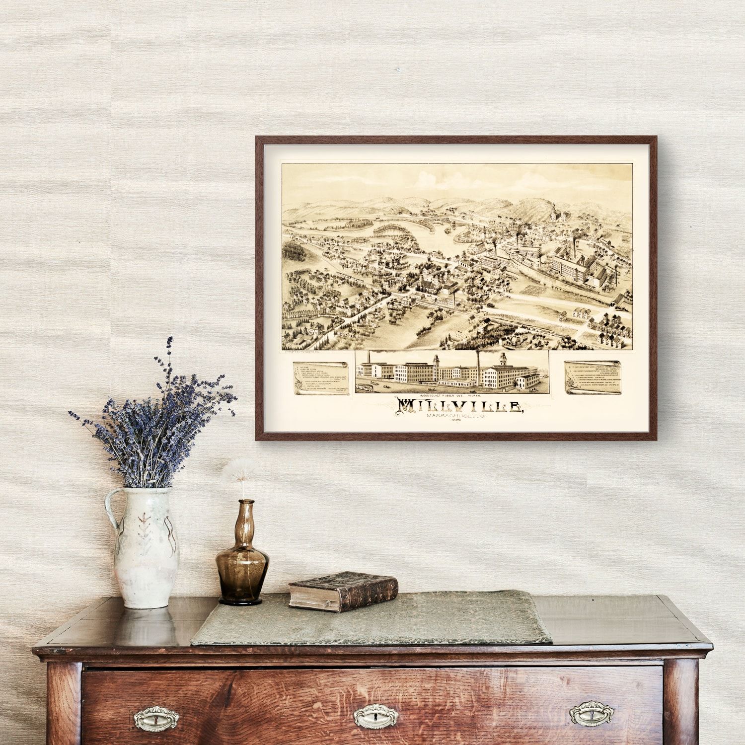 Vintage Map of Millville, Massachusetts 1887