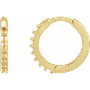 18K Yellow Gold 1.3 mm Round Accented 12.5 mm Hoop Earring Mounting