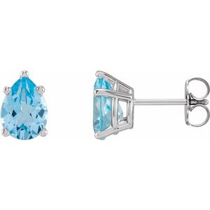Platinum 6x4 mm Pear 5-Prong Earring Mounting – image 2