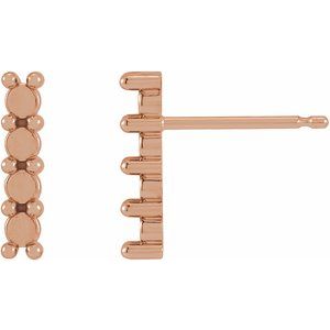 14K Rose Gold 2 mm Round Cabochon Bar Earring Mounting