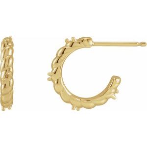14K Yellow Gold 1 mm Round Rope Huggie Earring Mounting