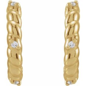 14K Yellow Gold .03 CTW Natural Diamond Rope Huggies