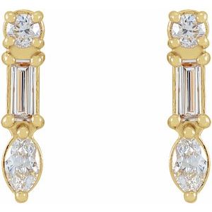 14K Yellow Gold 1/4 CTW Natural Diamond Multi-Shape Bar Earrings – image 2