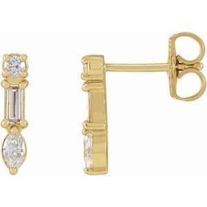 14K Yellow Gold 1/4 CTW Natural Diamond Multi-Shape Bar Earrings