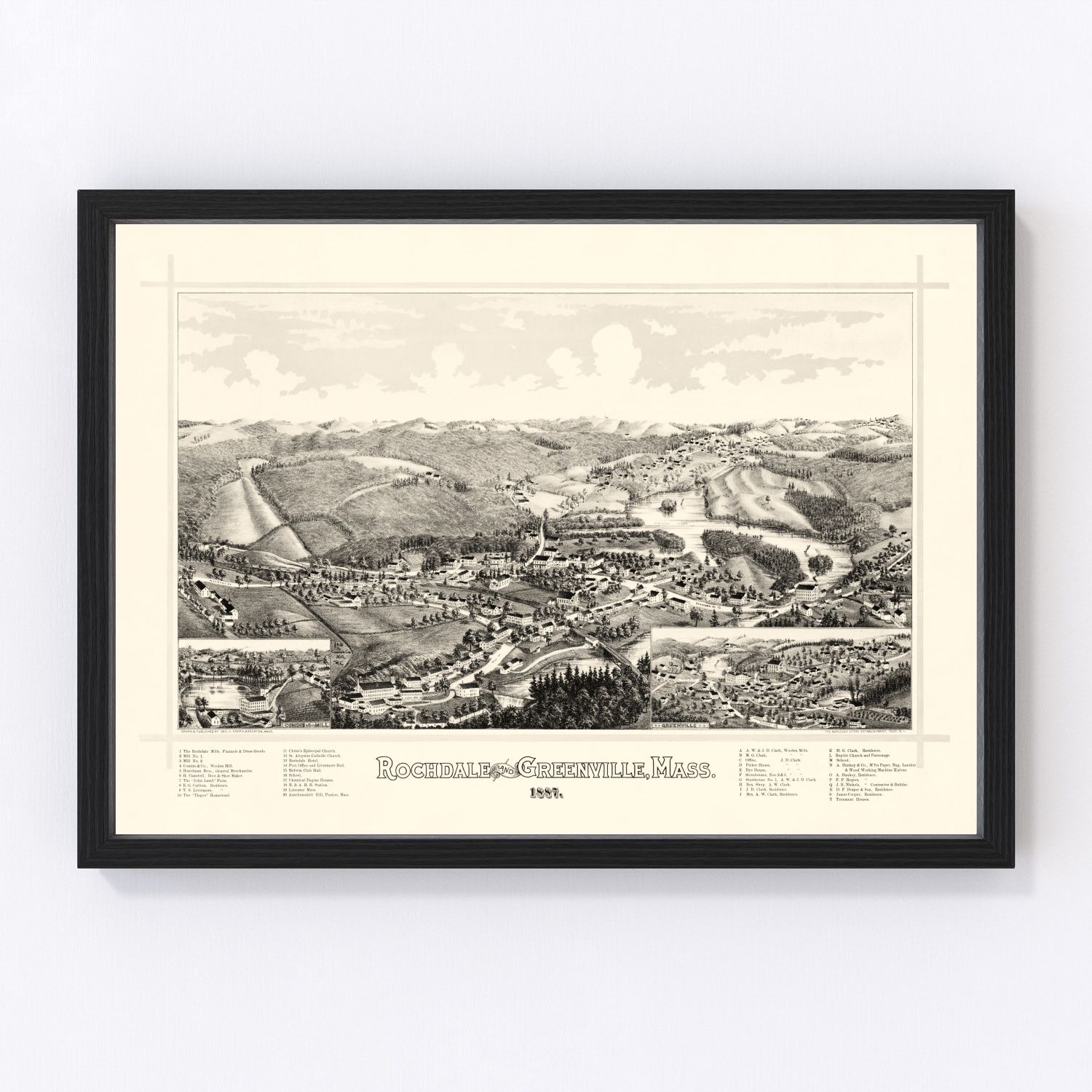 Vintage Map of Rochdale, Massachusetts 1887