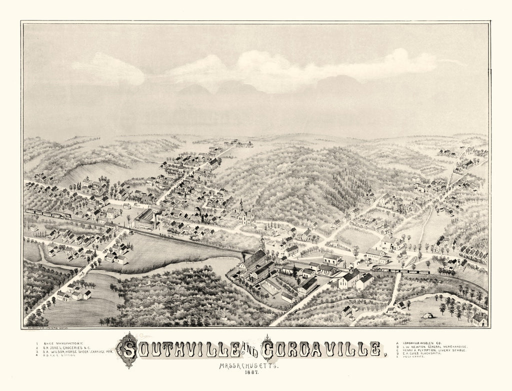 Vintage Map of Southville, Massachusetts 1887