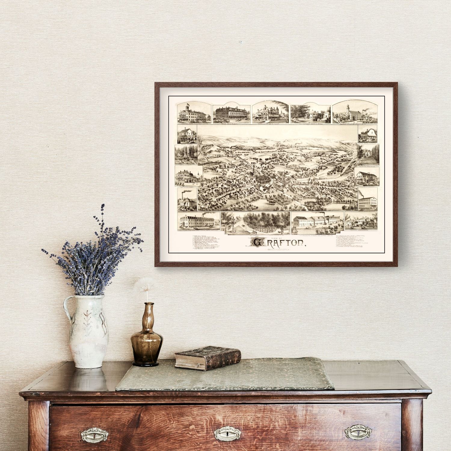 Vintage Map of Grafton, Massachusetts 1887